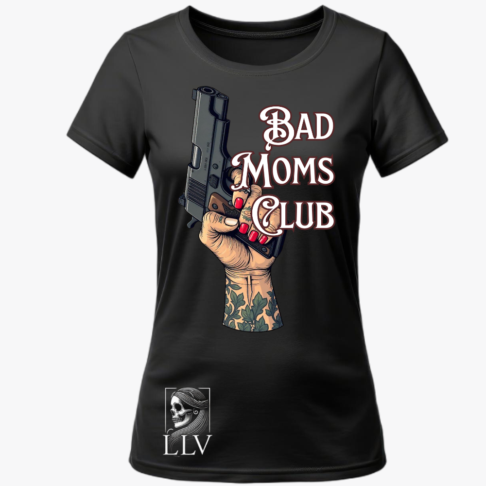 Lotus Wide Neck Tee "Bad Moms Club" designed by LottaLaVida