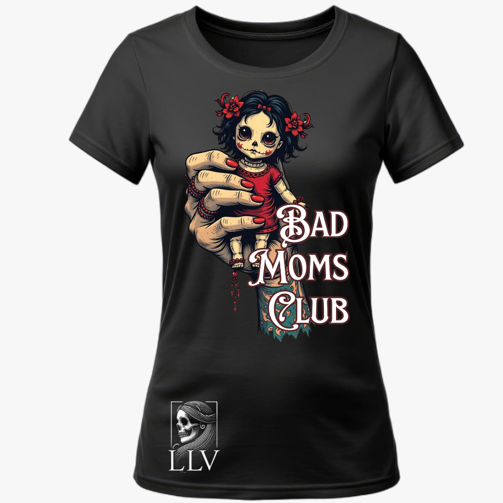 Liya Wide Neck Tee "Bad Moms Club" designed by LottaLaVida