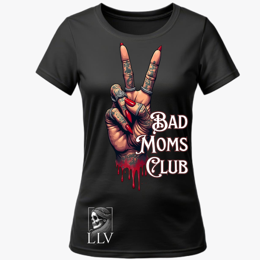 Leace Wide Neck Tee "Bad Moms Club" designed by LottaLaVida