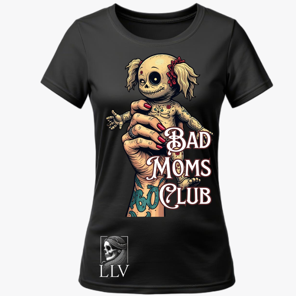 Lola Wide Neck Tee "Bad Moms Club" designed by LottaLaVida