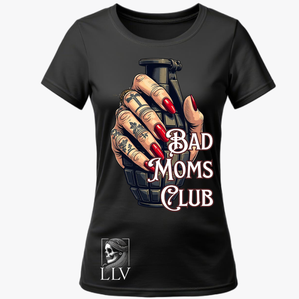 Leng Wide Neck Tee "Bad Moms Club" designed by LottaLaVida