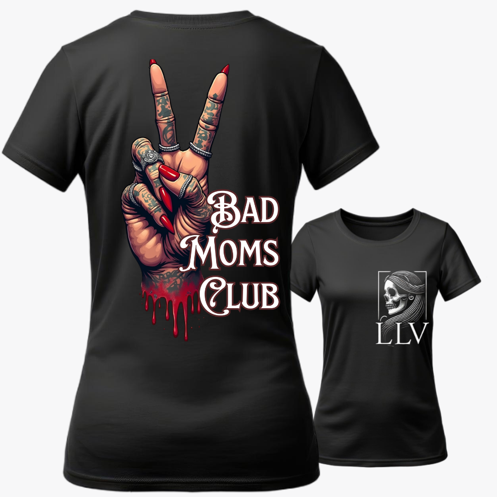 Leace Wide Neck Tee "Bad Moms Club" designed by LottaLaVida