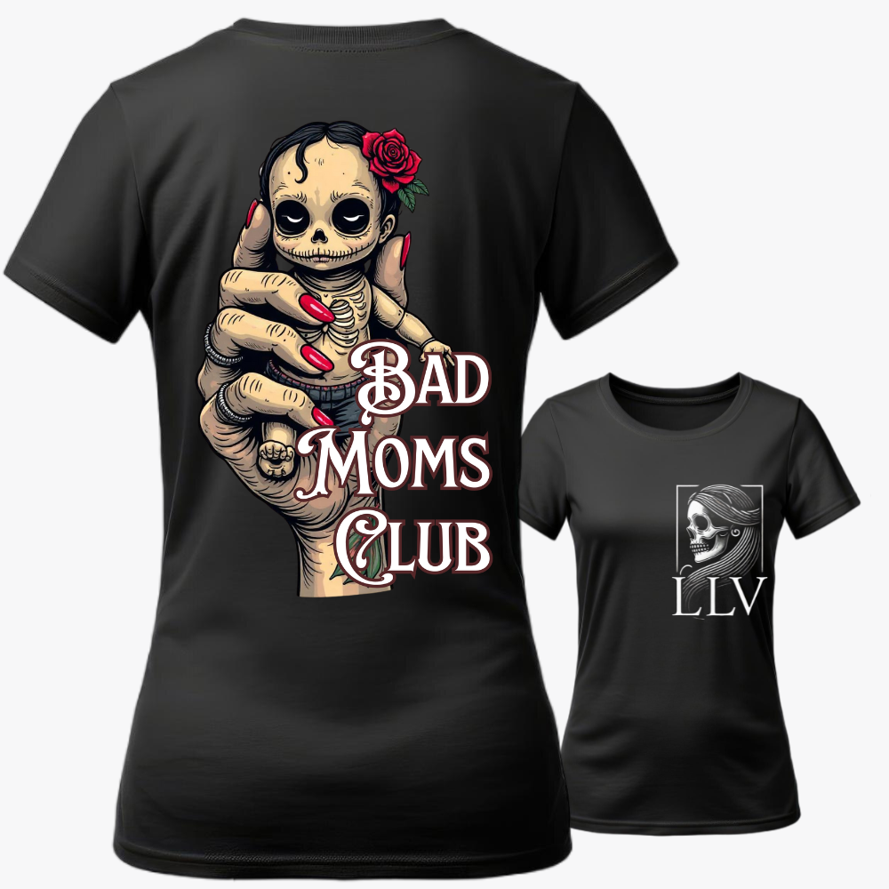 Lorita Wide Neck Tee "Bad Moms Club" designed by LottaLaVida