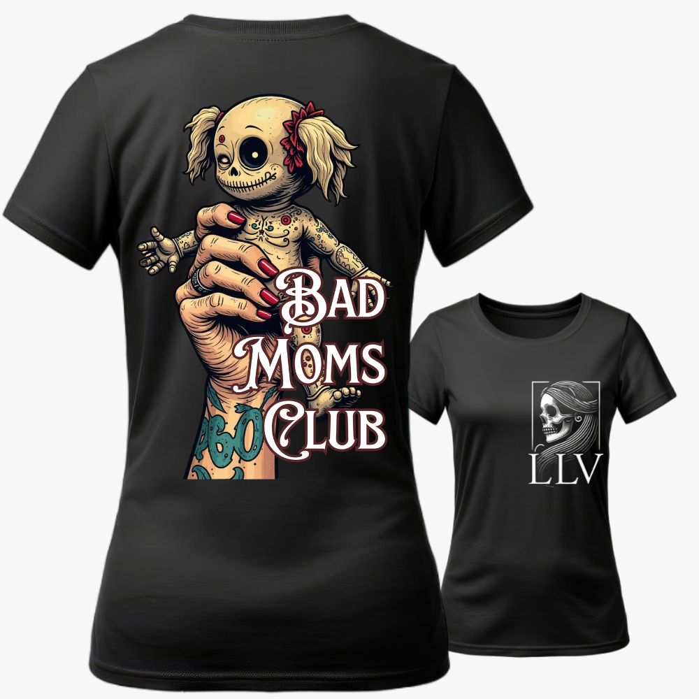 Lola Wide Neck Tee "Bad Moms Club" designed by LottaLaVida