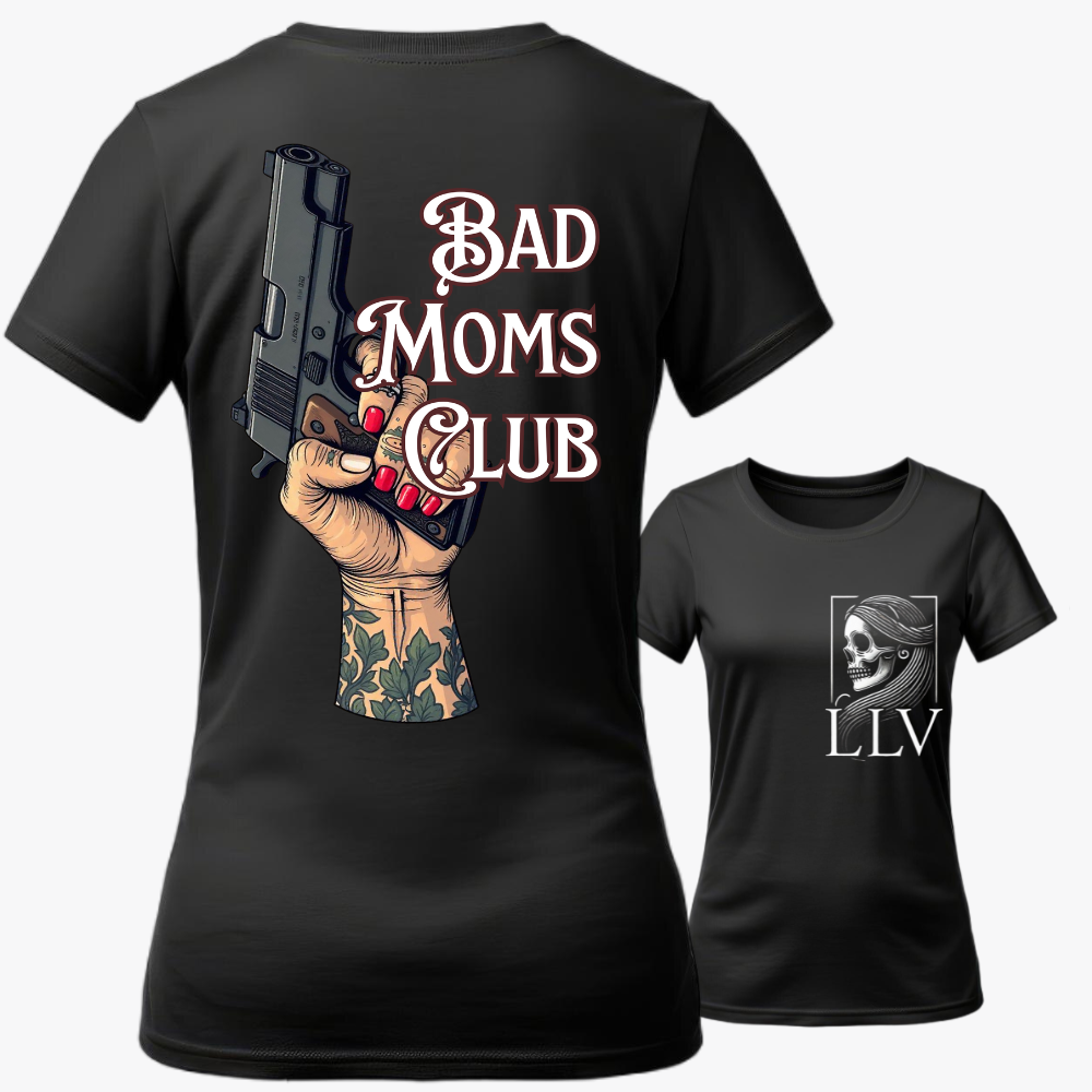 Lotus Wide Neck Tee "Bad Moms Club" designed by LottaLaVida