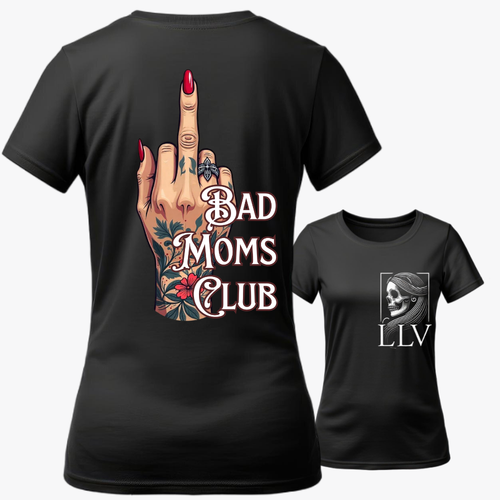 Lotta Wide Neck Tee "Bad Moms Club" designed by LottaLaVida
