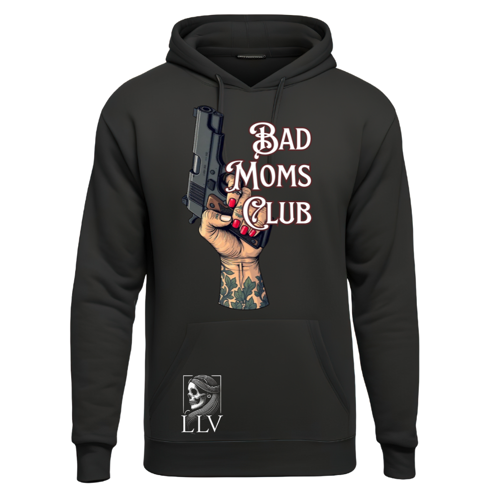 Schwarzer Hoodie mit Bad Moms Club Print