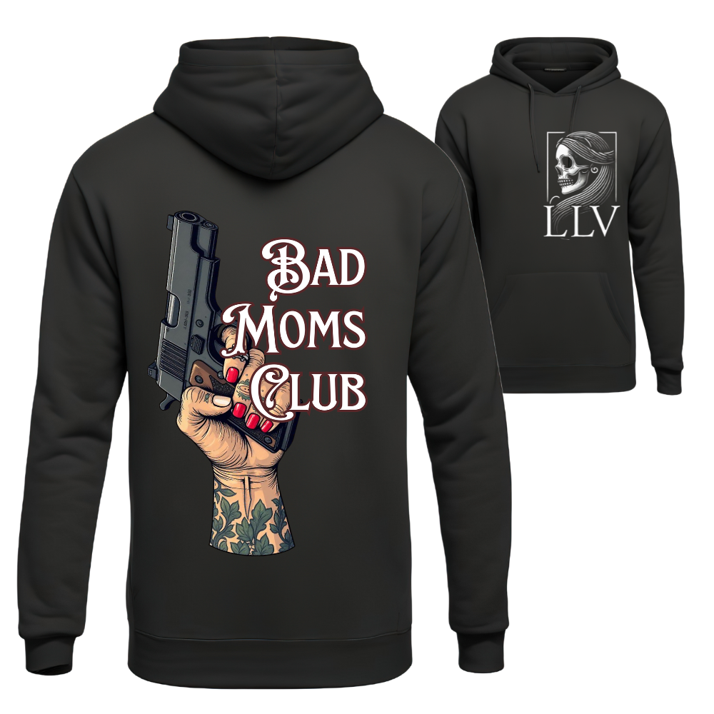 Schwarzer Hoodie mit Bad Moms Club Print