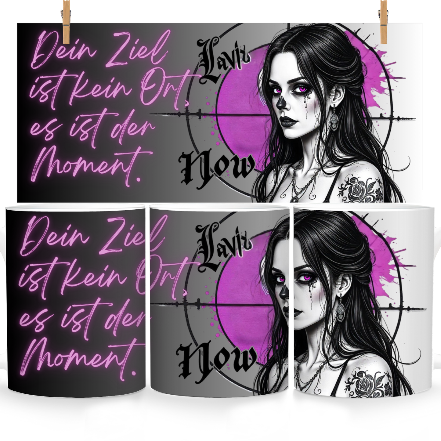Tasse „Dein Ziel ist der Moment“ | Gothic Kaffeetasse mit Spruch | Lottalavida