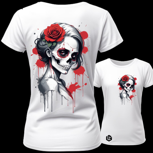 Wide Neck Tee "Skull-LadyIII" designed by LottaLaVida