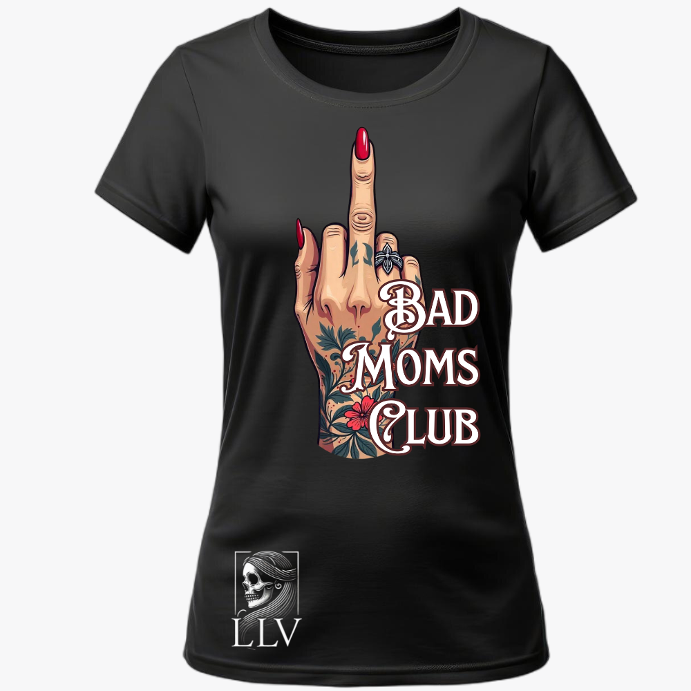 Lotta Wide Neck Tee "Bad Moms Club" designed by LottaLaVida