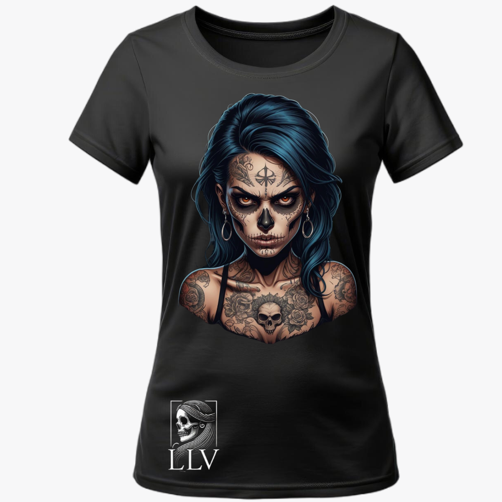 Lina - Wide Neck Tee "Skull"designed by LottaLaVida