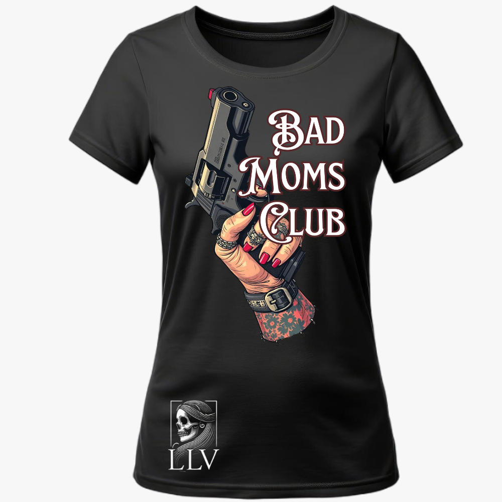 Leti Wide Neck Tee "Bad Moms Club" designed by LottaLaVida