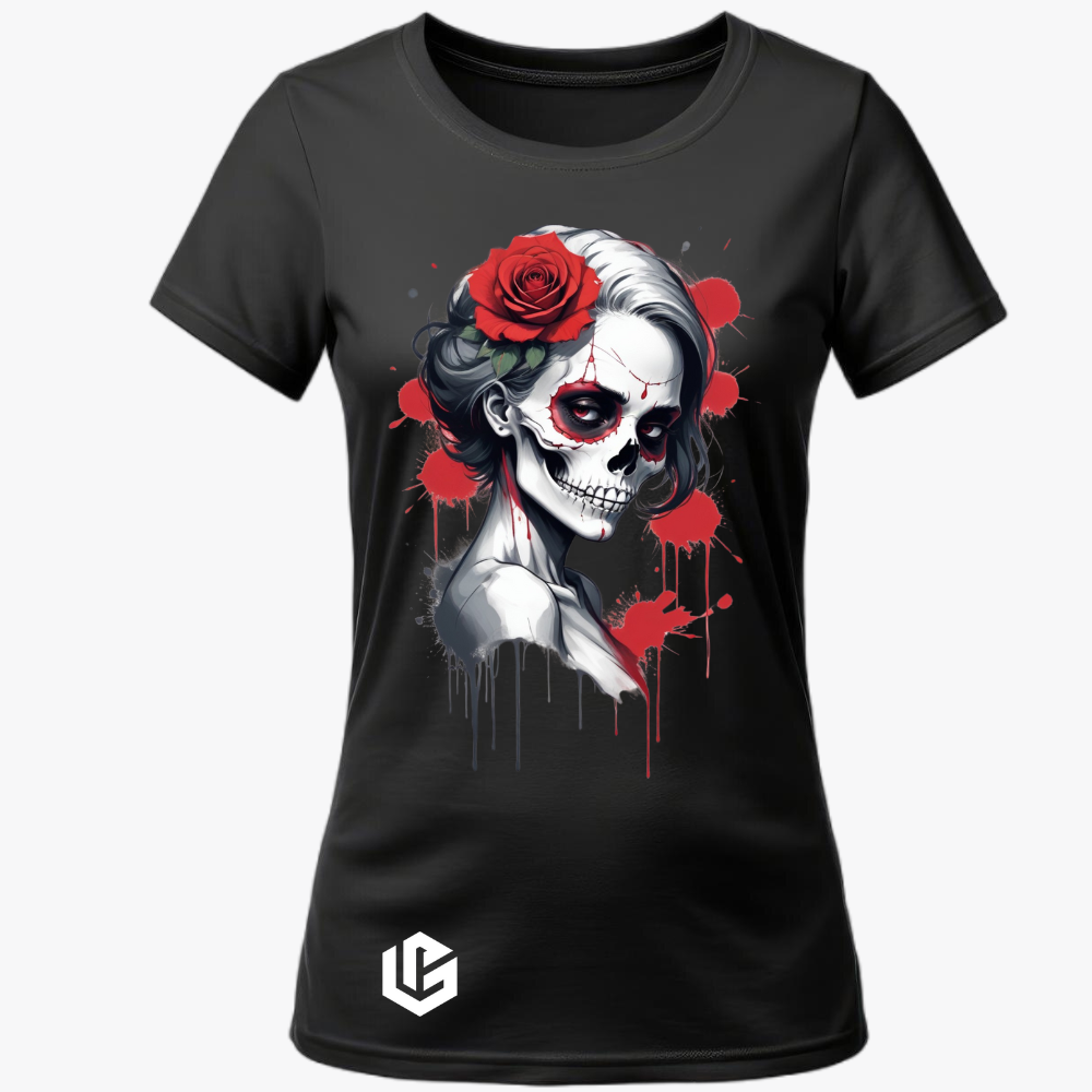 Wide Neck Tee "Skull-LadyIII" designed by LottaLaVida