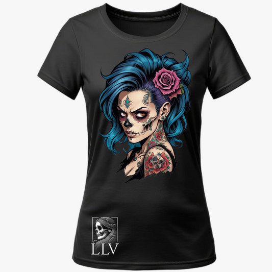Lonu - Wide Neck Tee "Skull" designed by LottaLaVida