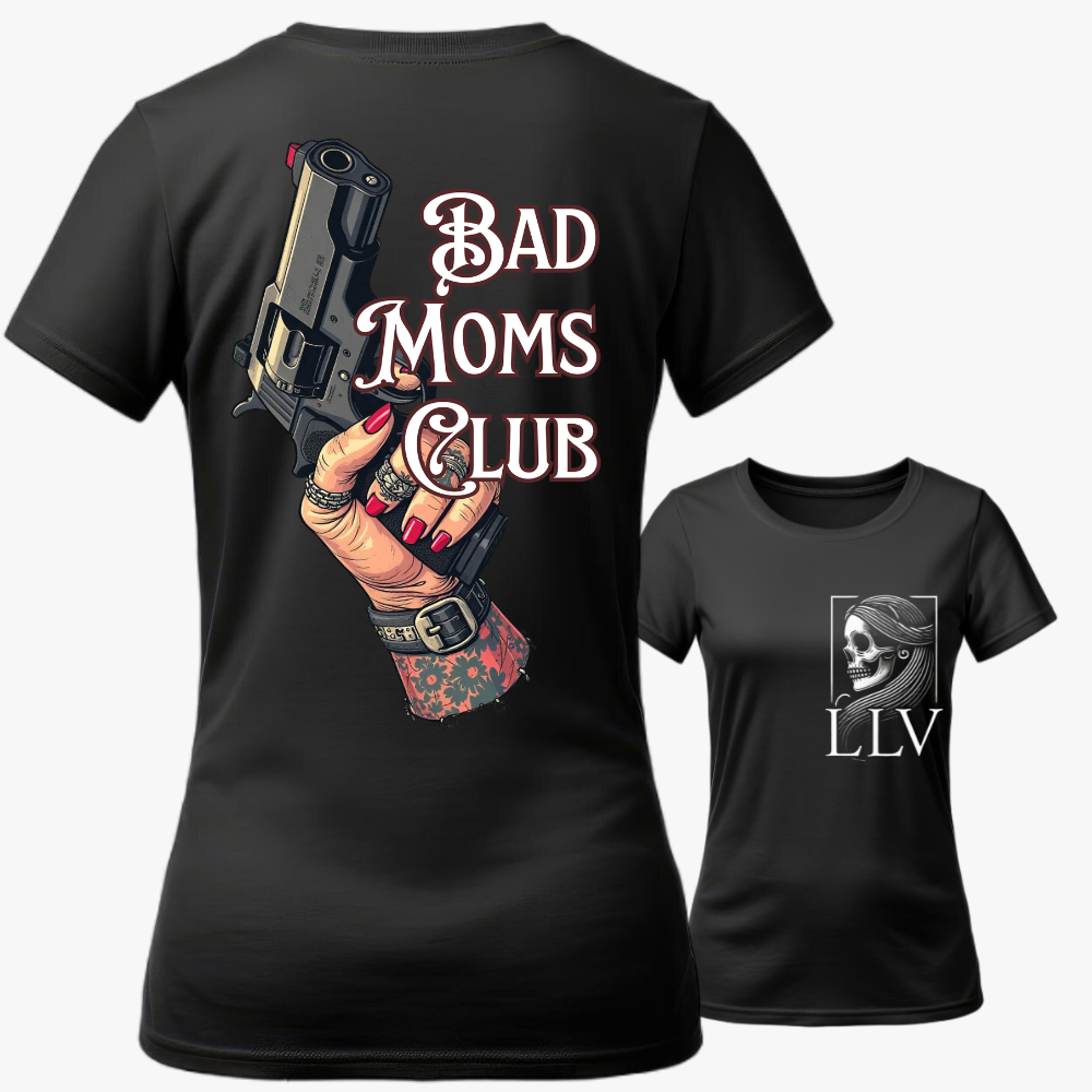 Leti Wide Neck Tee "Bad Moms Club" designed by LottaLaVida