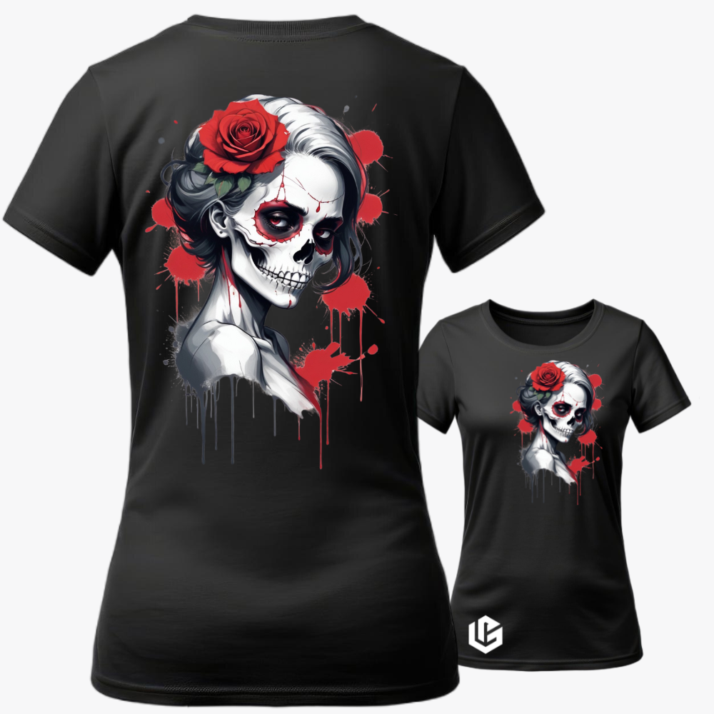 Wide Neck Tee "Skull-LadyIII" designed by LottaLaVida