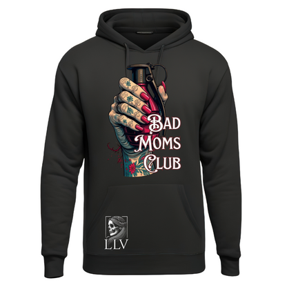 Schwarzer Hoodie mit buntem Bad Moms Club Print