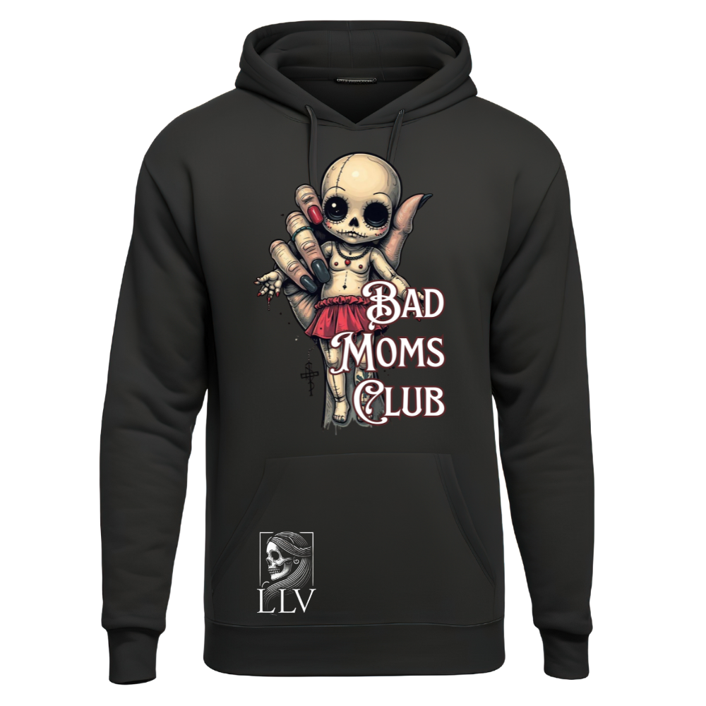 Schwarzer Hoodie mit bunte Bad Moms Club Print