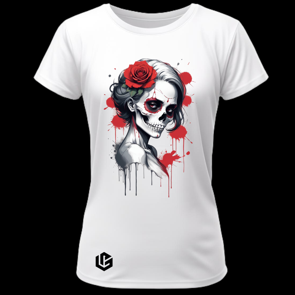 Wide Neck Tee "Skull-LadyIII" designed by LottaLaVida