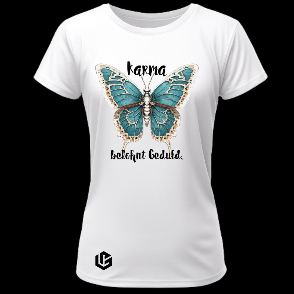 Wide Neck Tee "Karma, Geduld" designed by LottaLaVida